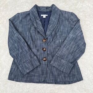 Dressbarn Small Blazer Jacket Career Office Button Front Blue Career Capsule